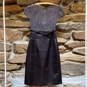 Tahari Arthur S. Levine Dress Black Polka Dot 4 Dark Academia Office Work Party